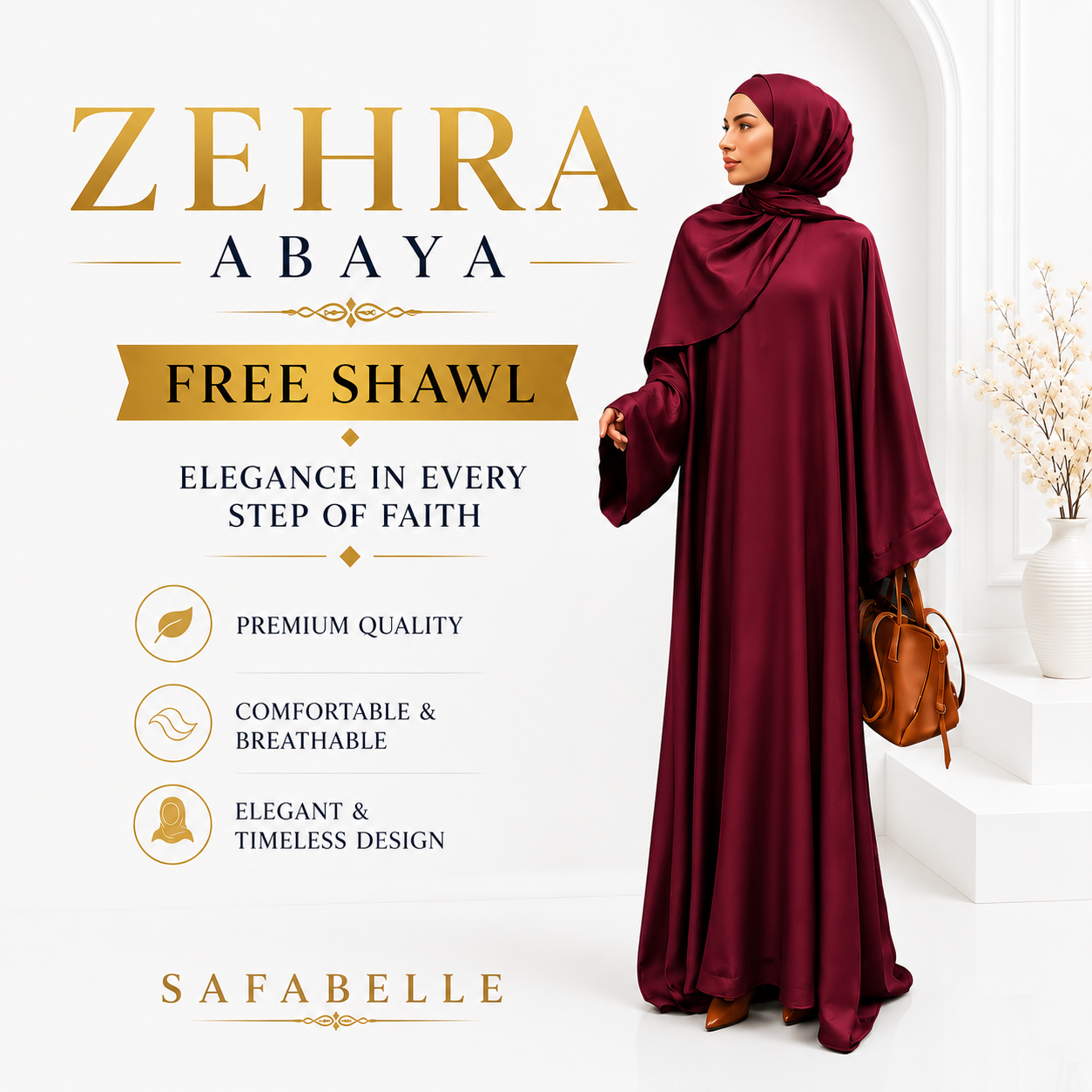 [NEW] FREE SHAWL + ZEHRA ABAYA WITH FREE SHAWL. SATIN [READY STOCK]
