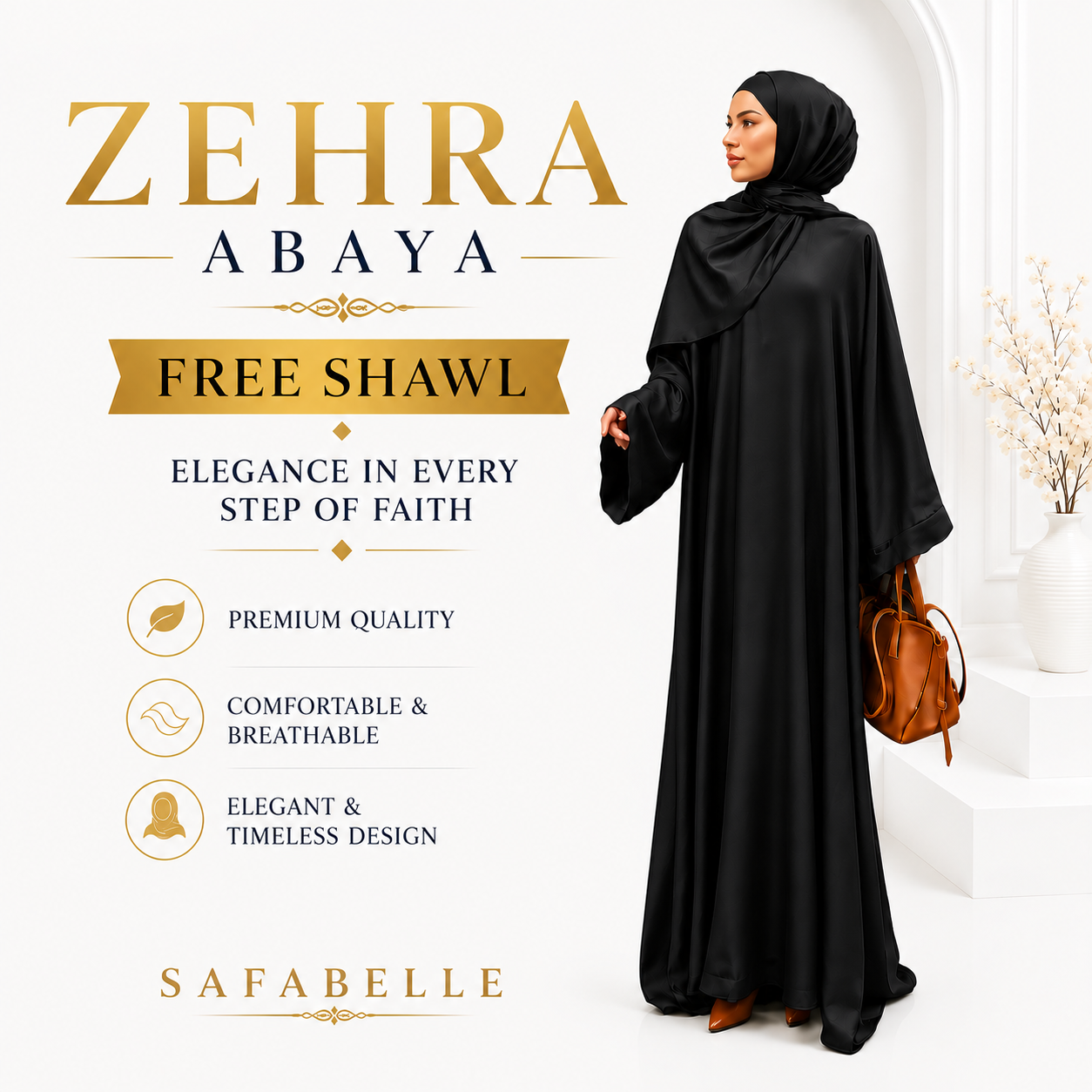 [NEW] FREE SHAWL + ZEHRA ABAYA WITH FREE SHAWL. SATIN [READY STOCK]