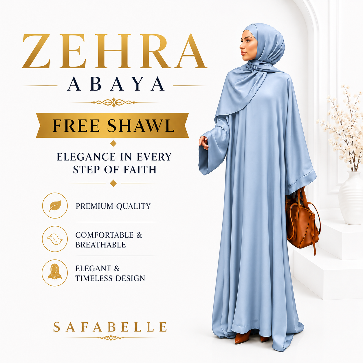 [NEW] FREE SHAWL + ZEHRA ABAYA WITH FREE SHAWL. SATIN [READY STOCK]