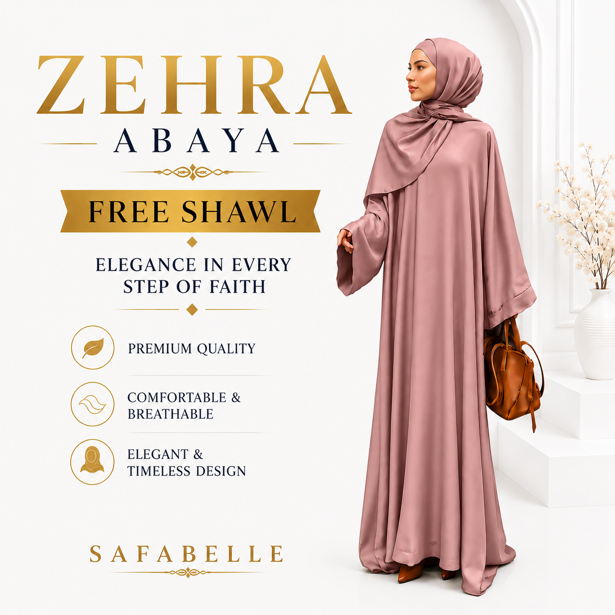 [NEW] FREE SHAWL + ZEHRA ABAYA WITH FREE SHAWL. SATIN [READY STOCK]