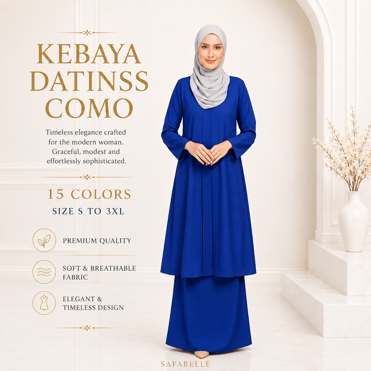 BAJU KURUNG KEBAYA PASANG COMO CREPE PLAIN [READY STOCK]