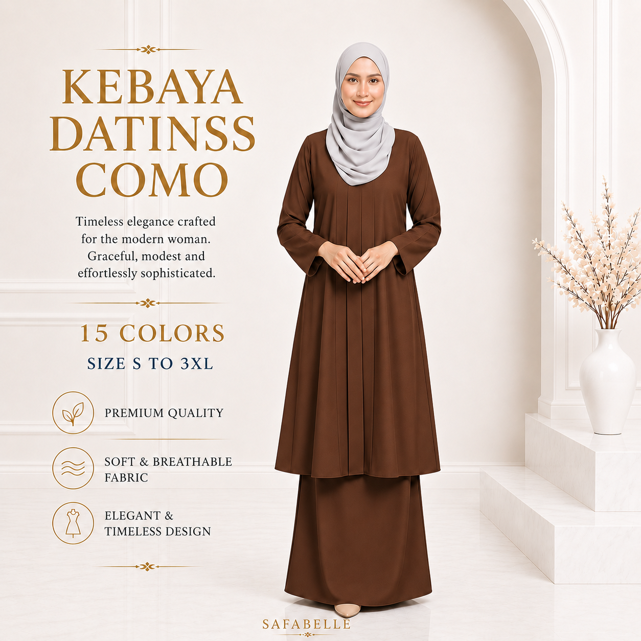 BAJU KURUNG KEBAYA PASANG COMO CREPE PLAIN [READY STOCK]