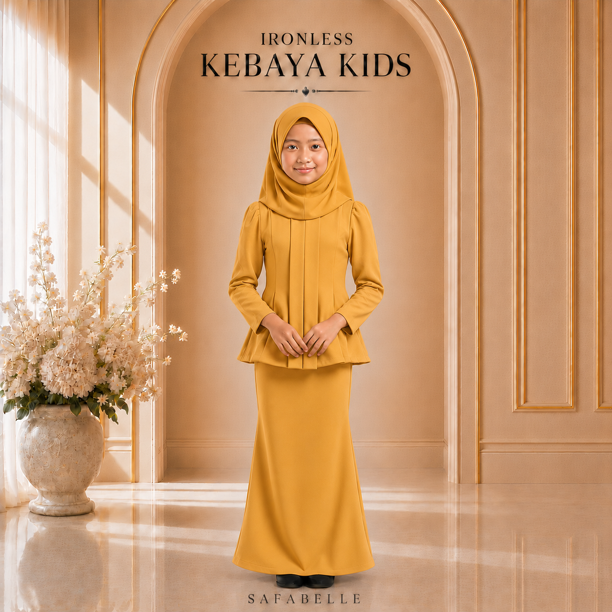 [NEW COLORS] KEBAYA CEY IRONLESS KIDS. HOT SELLING RAYA KIDS COLLECTION 2025 Baju Dusty Pink