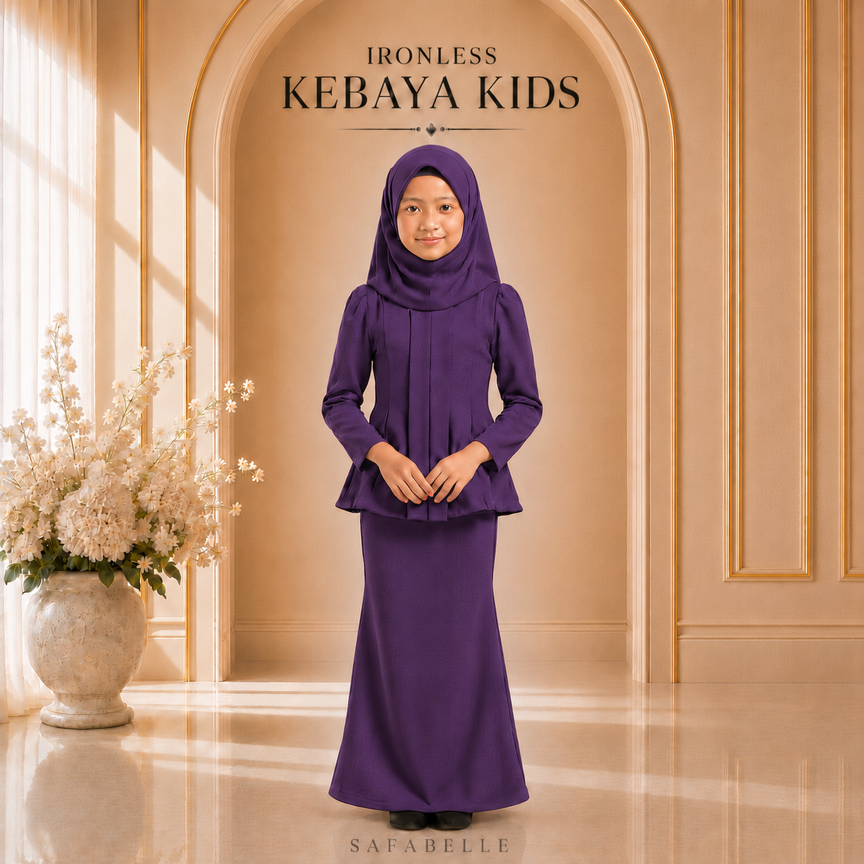 [NEW COLORS] KEBAYA CEY IRONLESS KIDS. HOT SELLING RAYA KIDS COLLECTION 2025 Baju Dusty Pink