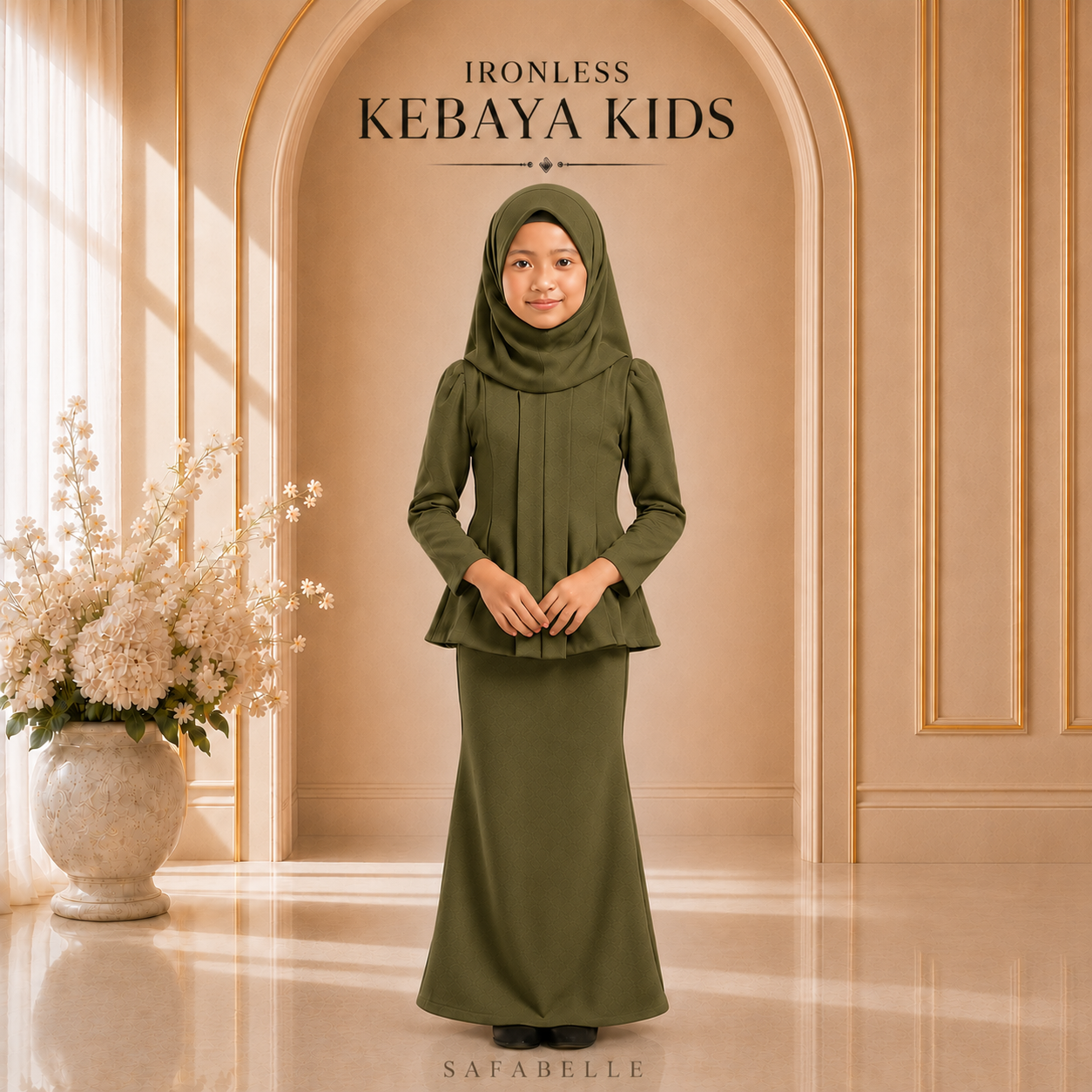 [NEW COLORS] KEBAYA CEY IRONLESS KIDS. HOT SELLING RAYA KIDS COLLECTION 2025 Baju Dusty Pink