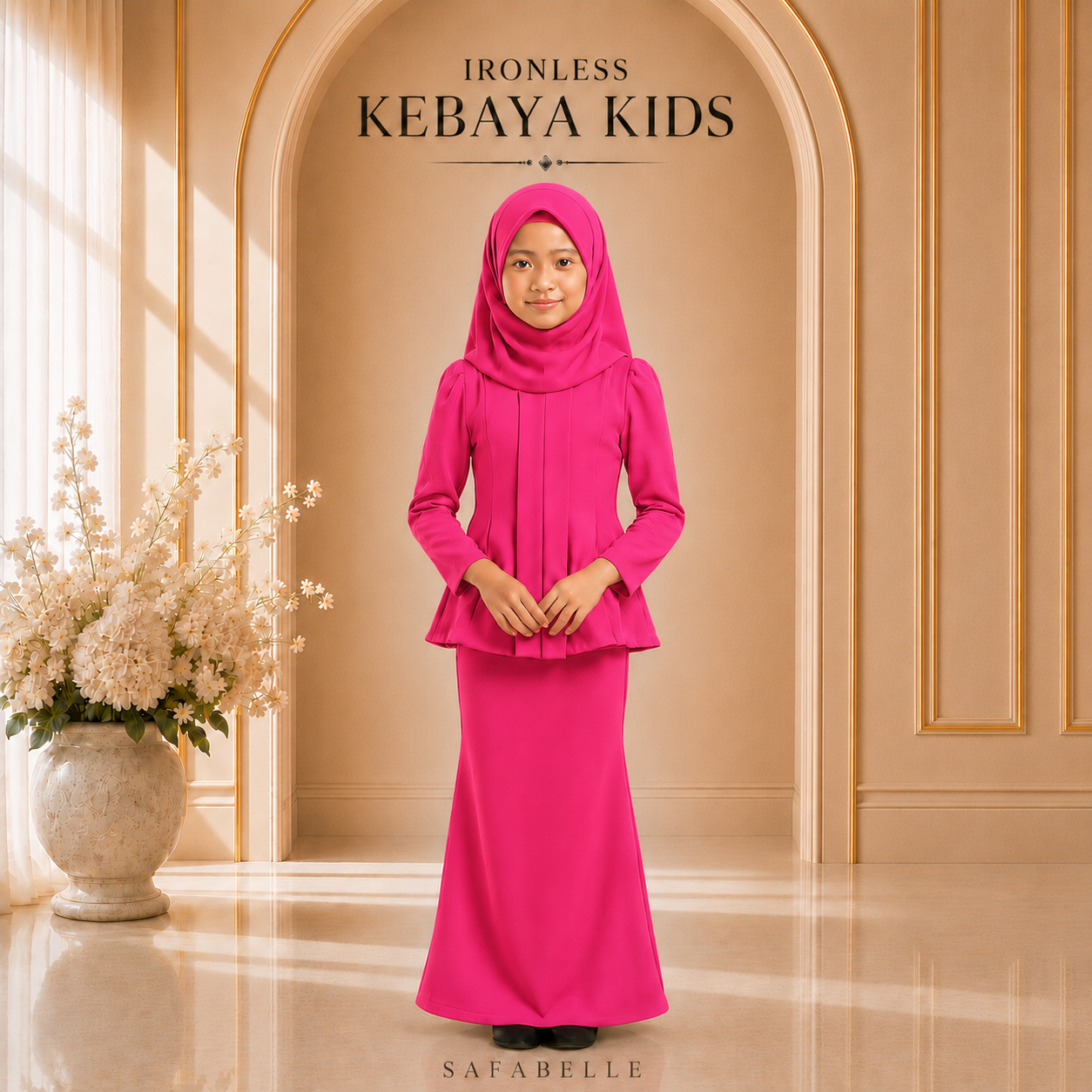 [NEW COLORS] KEBAYA CEY IRONLESS KIDS. HOT SELLING RAYA KIDS COLLECTION 2025 Baju Dusty Pink