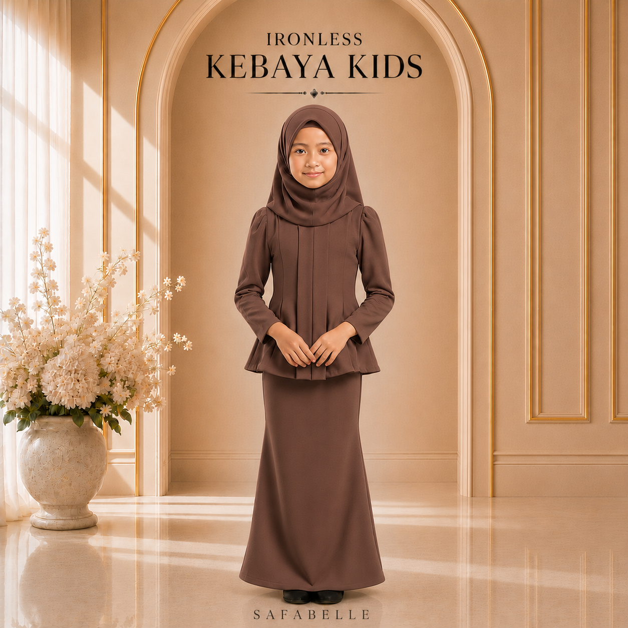 [NEW COLORS] KEBAYA CEY IRONLESS KIDS. HOT SELLING RAYA KIDS COLLECTION 2025 Baju Dusty Pink