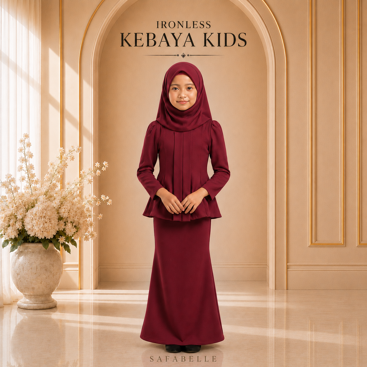 [NEW COLORS] KEBAYA CEY IRONLESS KIDS. HOT SELLING RAYA KIDS COLLECTION 2025 Baju Dusty Pink