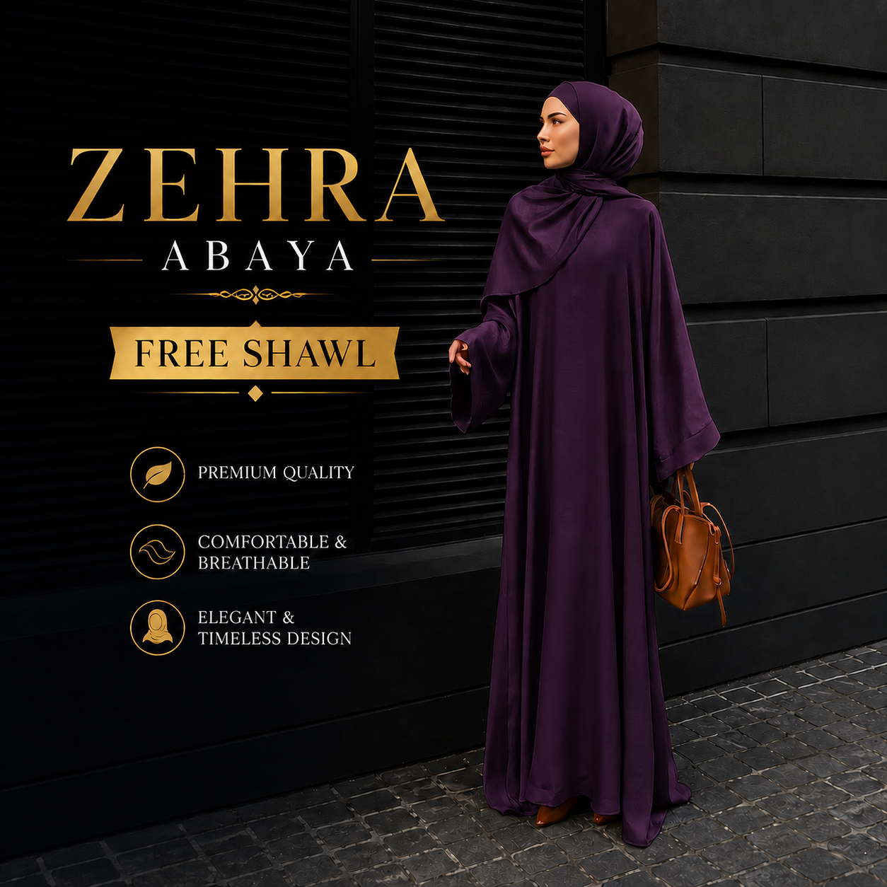 [NEW] FREE SHAWL + ZEHRA ABAYA WITH FREE SHAWL. SATIN [READY STOCK]
