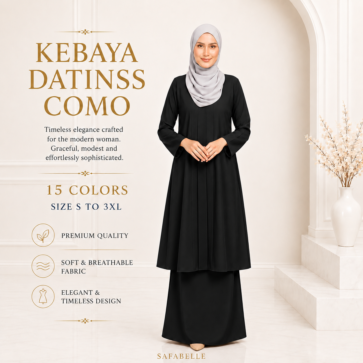 BAJU KURUNG KEBAYA PASANG COMO CREPE PLAIN [READY STOCK]