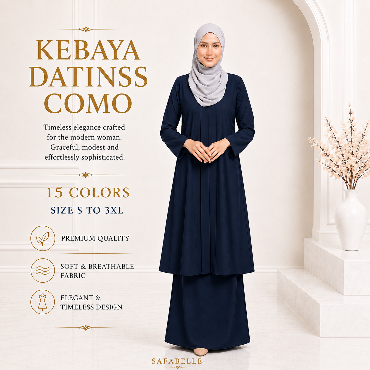 BAJU KURUNG KEBAYA PASANG COMO CREPE PLAIN [READY STOCK]