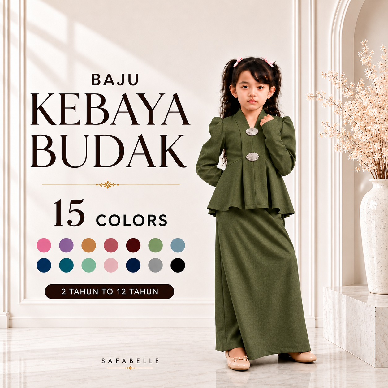 NEW BAJU KABAYA BUDAK. BAJU RAYA KABAYA KIDS 2026. HOT SELLING RAYA KURUNG MUSLIMAH DRESSES. KIDS MUSLIMAH COLLECTION.