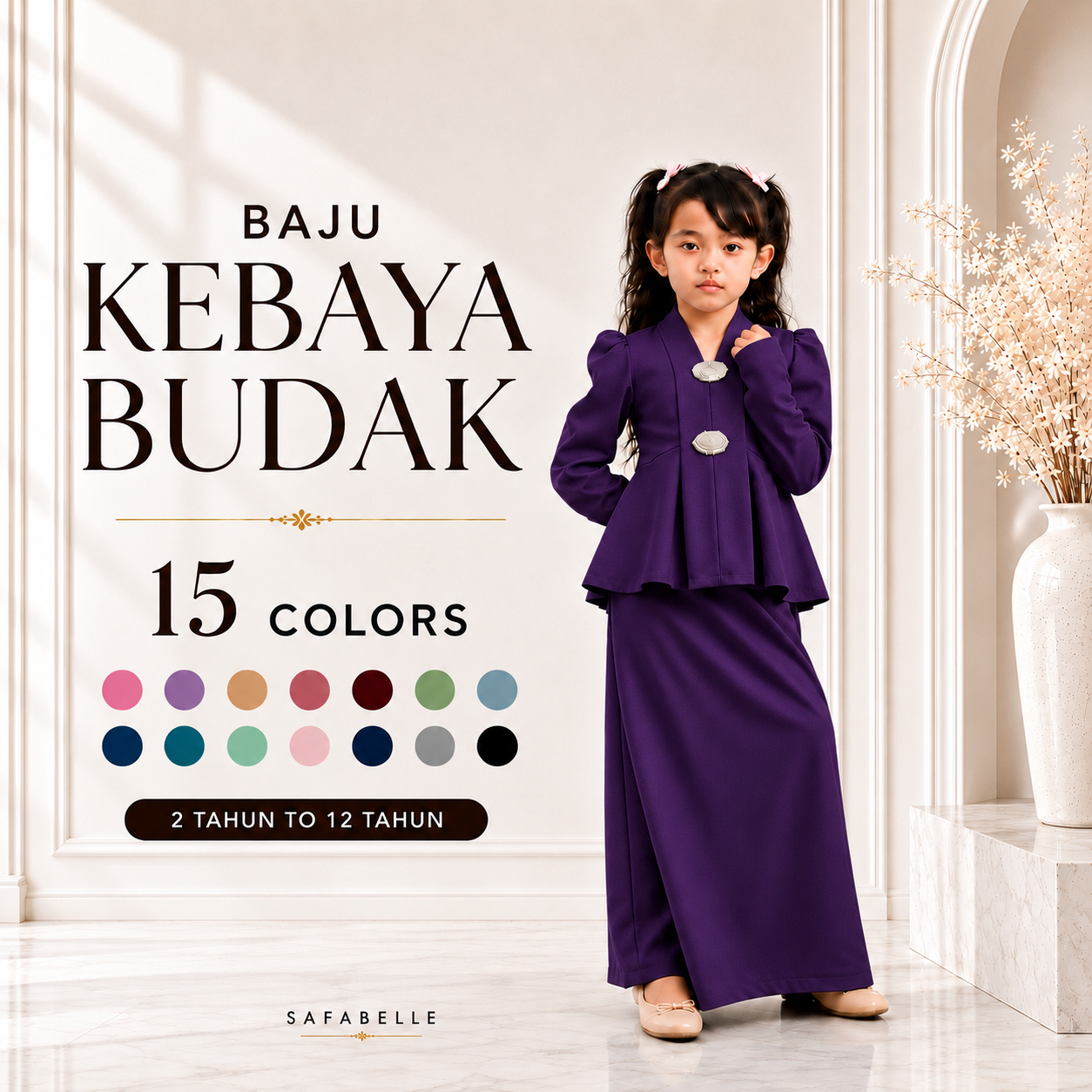 NEW BAJU KABAYA BUDAK. BAJU RAYA KABAYA KIDS 2026. HOT SELLING RAYA KURUNG MUSLIMAH DRESSES. KIDS MUSLIMAH COLLECTION.