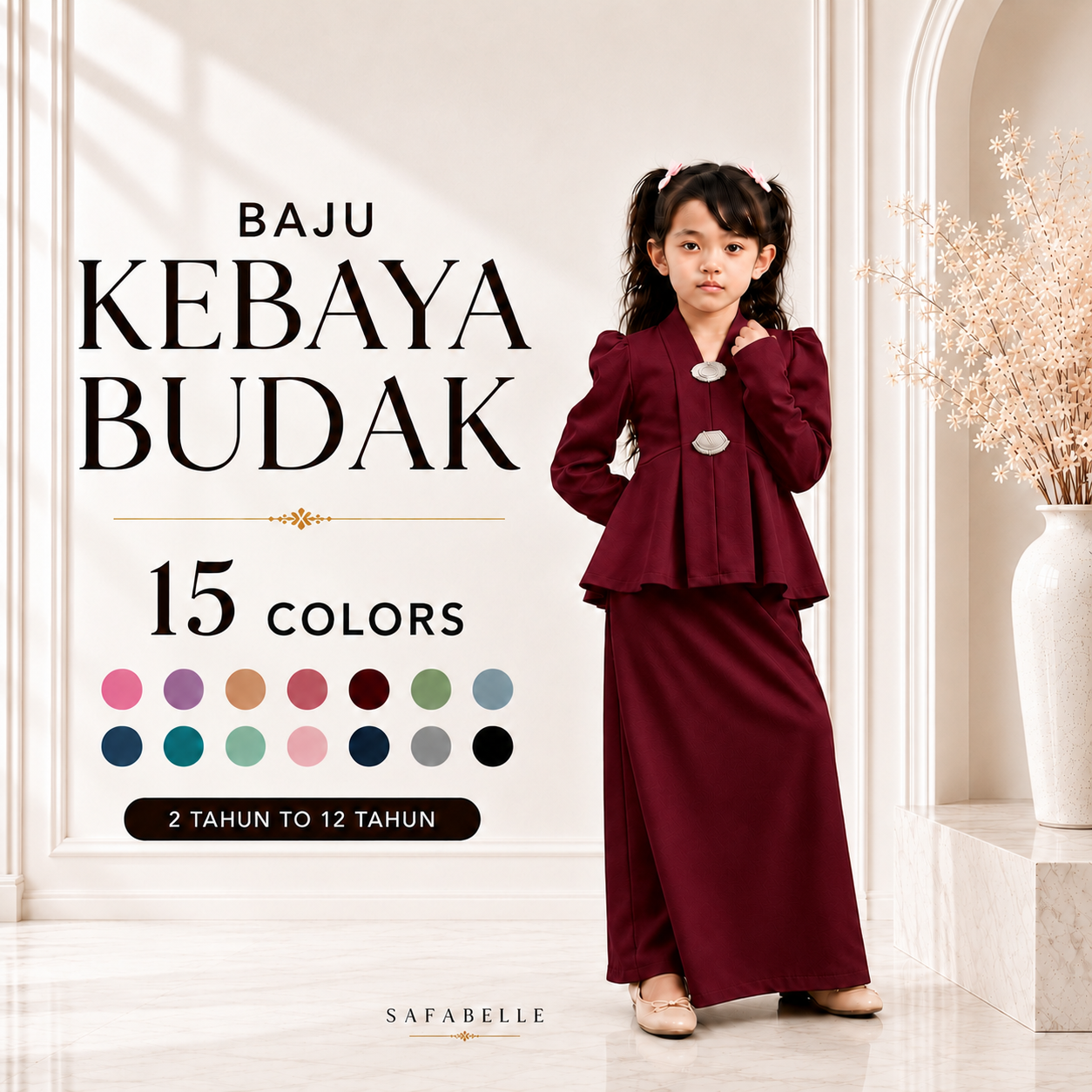 NEW BAJU KABAYA BUDAK. BAJU RAYA KABAYA KIDS 2026. HOT SELLING RAYA KURUNG MUSLIMAH DRESSES. KIDS MUSLIMAH COLLECTION.