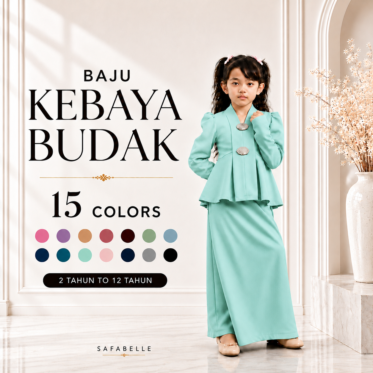 NEW BAJU KABAYA BUDAK. BAJU RAYA KABAYA KIDS 2026. HOT SELLING RAYA KURUNG MUSLIMAH DRESSES. KIDS MUSLIMAH COLLECTION.