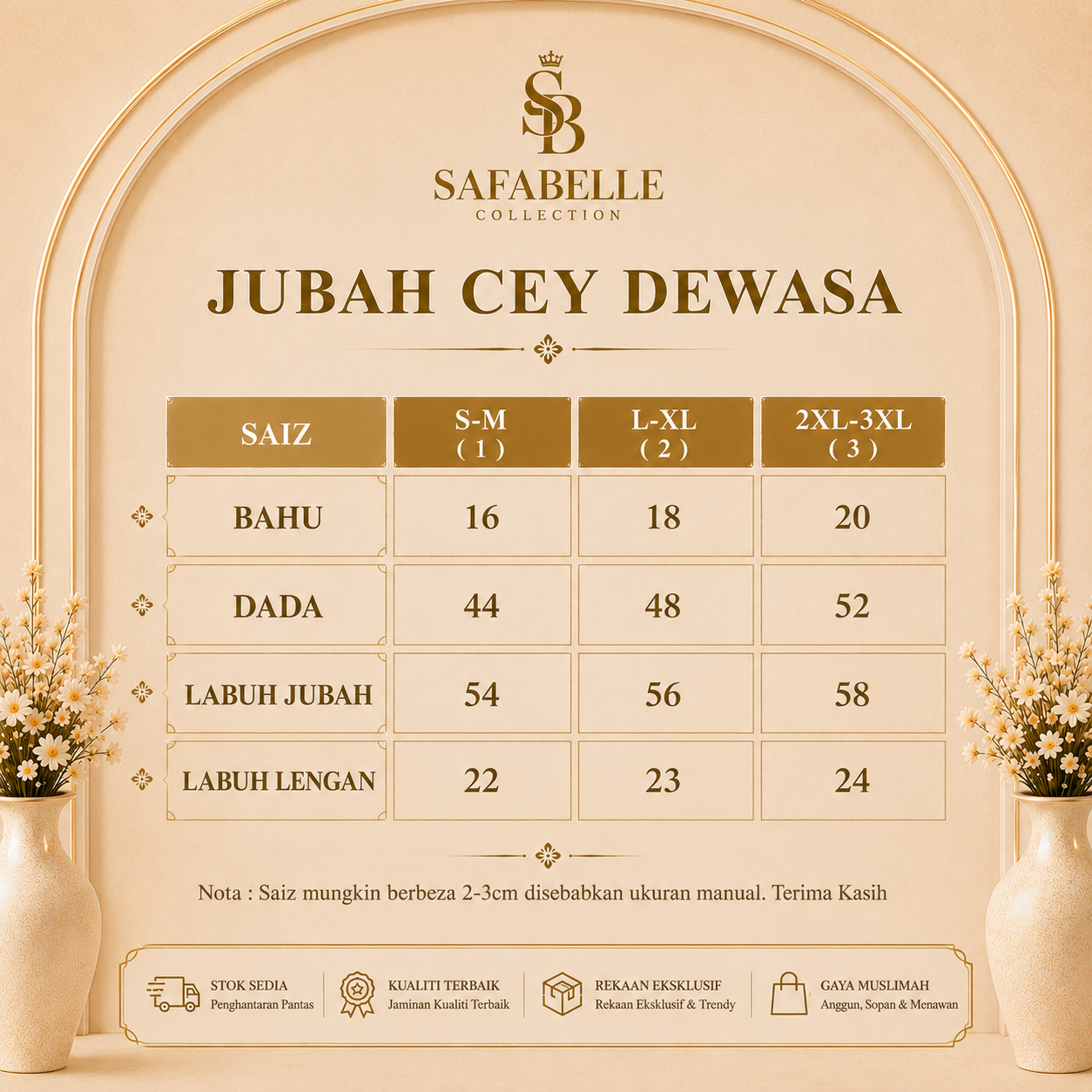 Baju Jubbah Wanita Cey Dawasa Ironless Warna Merah Jambu Kusam [READY STOCK] - Clothing