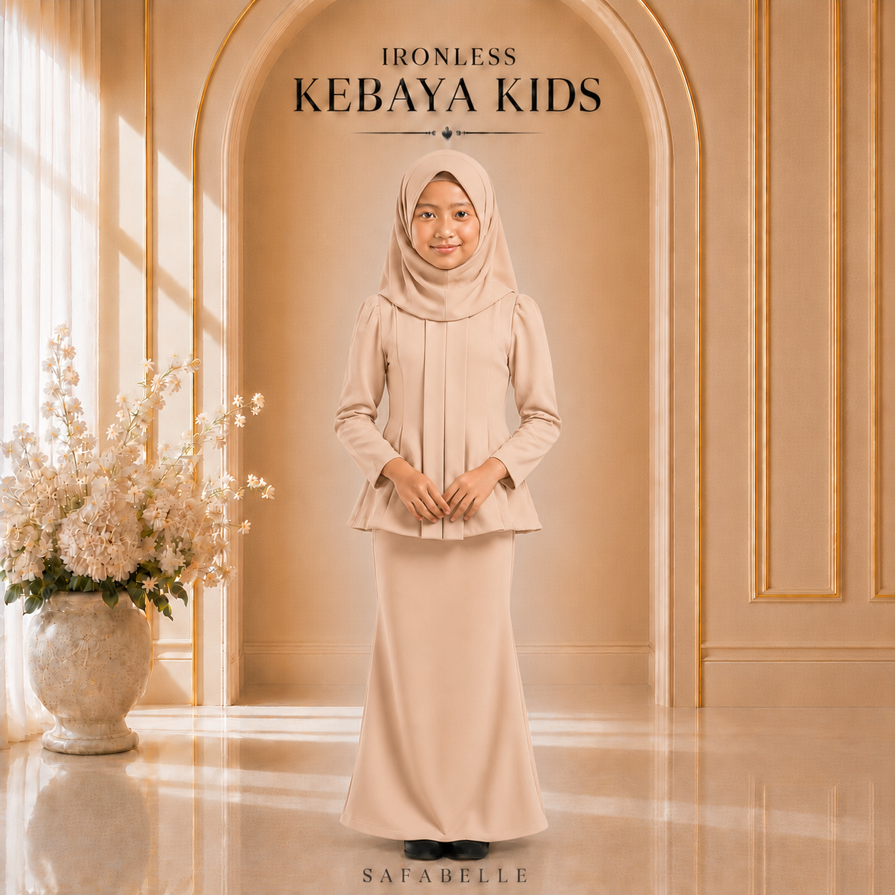 [NEW COLORS] KEBAYA CEY IRONLESS KIDS. HOT SELLING RAYA KIDS COLLECTION 2025 Baju Dusty Pink