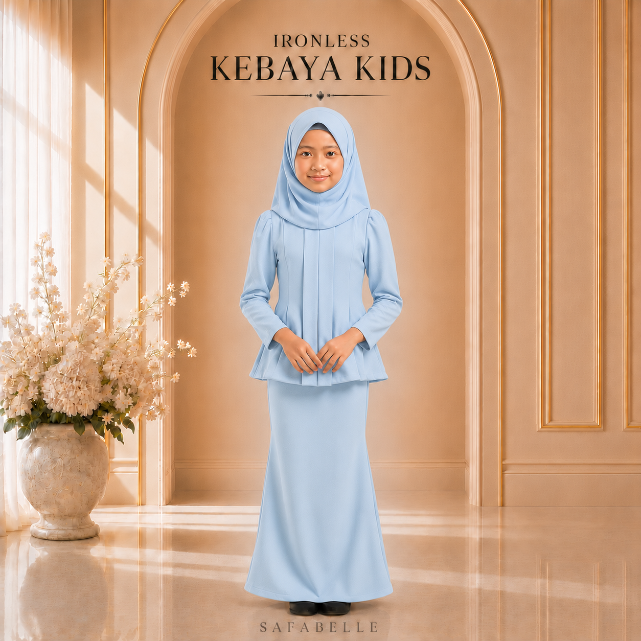 [NEW COLORS] KEBAYA CEY IRONLESS KIDS. HOT SELLING RAYA KIDS COLLECTION 2025 Baju Dusty Pink