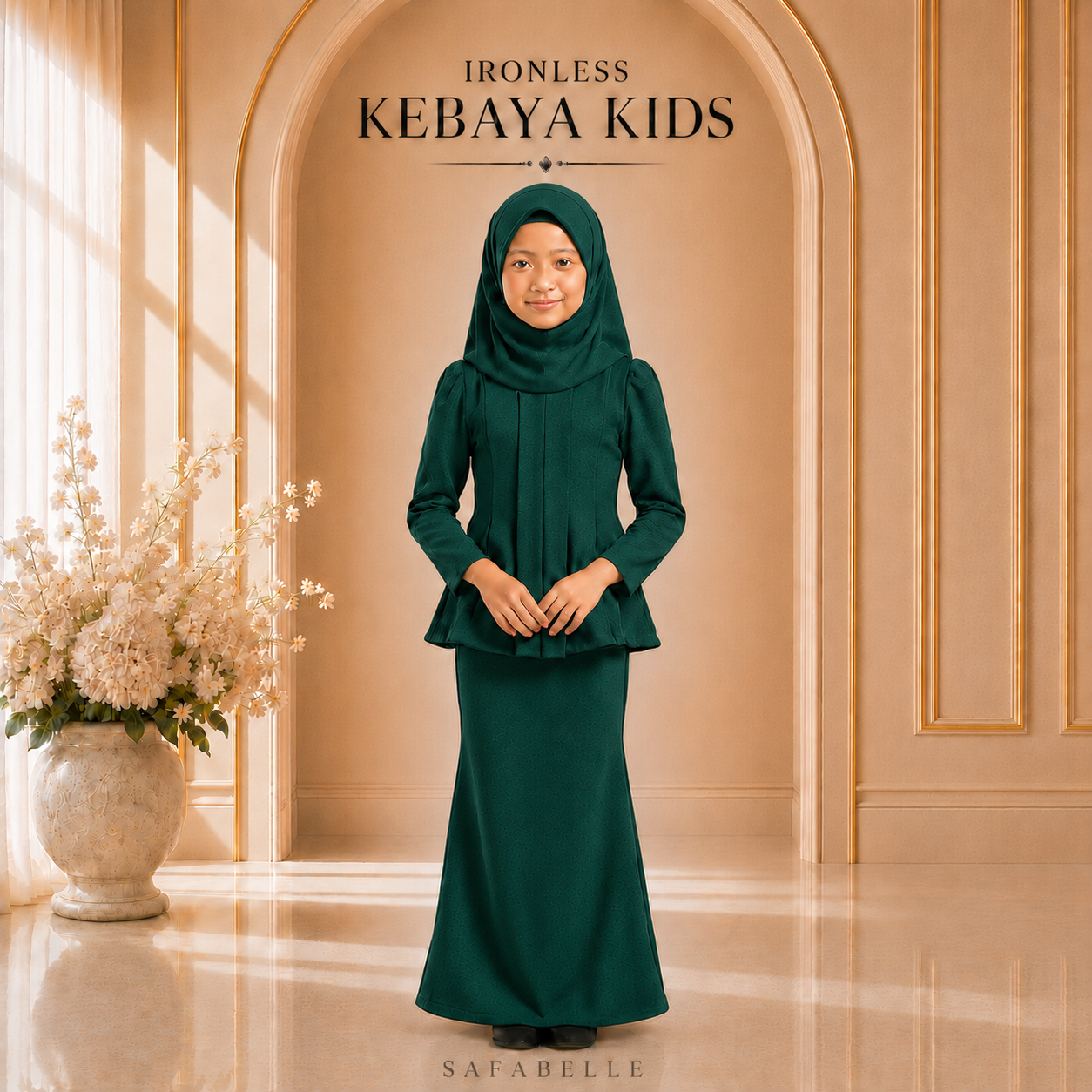[NEW COLORS] KEBAYA CEY IRONLESS KIDS. HOT SELLING RAYA KIDS COLLECTION 2025 Baju Dusty Pink