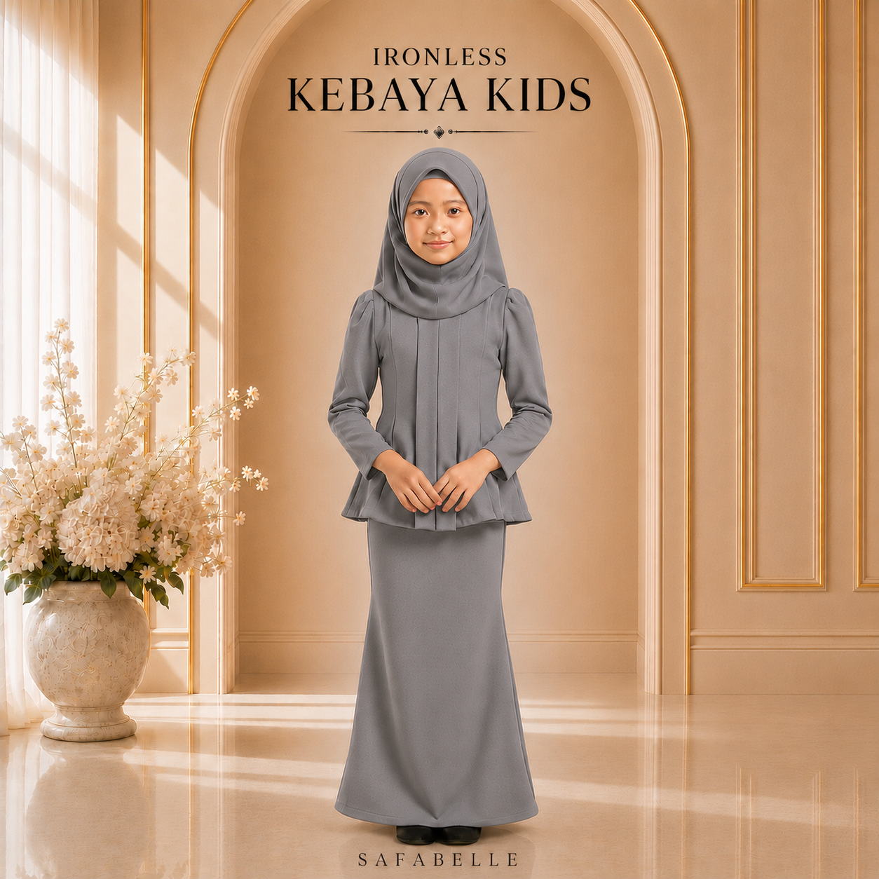 [NEW COLORS] KEBAYA CEY IRONLESS KIDS. HOT SELLING RAYA KIDS COLLECTION 2025 Baju Dusty Pink