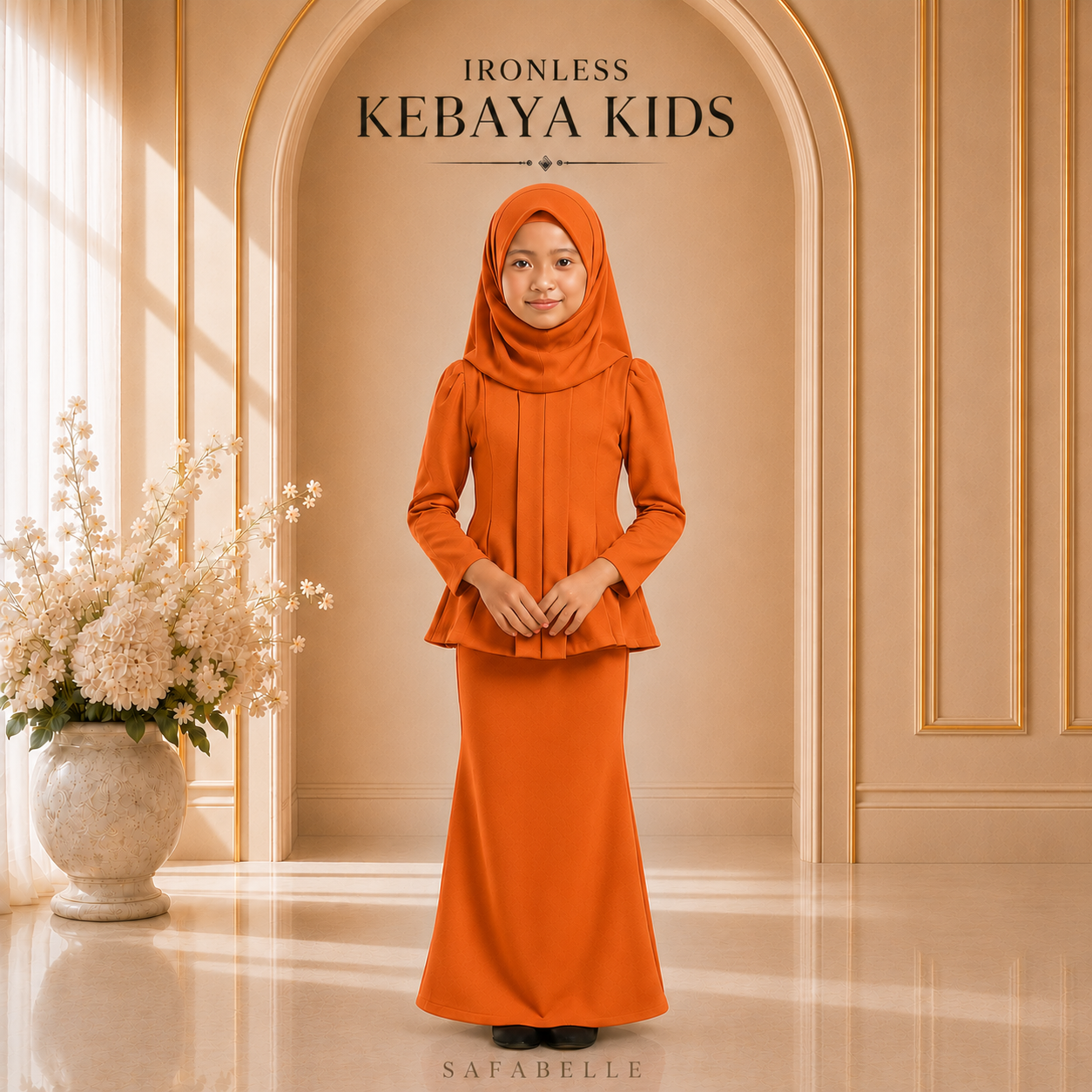 [NEW COLORS] KEBAYA CEY IRONLESS KIDS. HOT SELLING RAYA KIDS COLLECTION 2025 Baju Dusty Pink