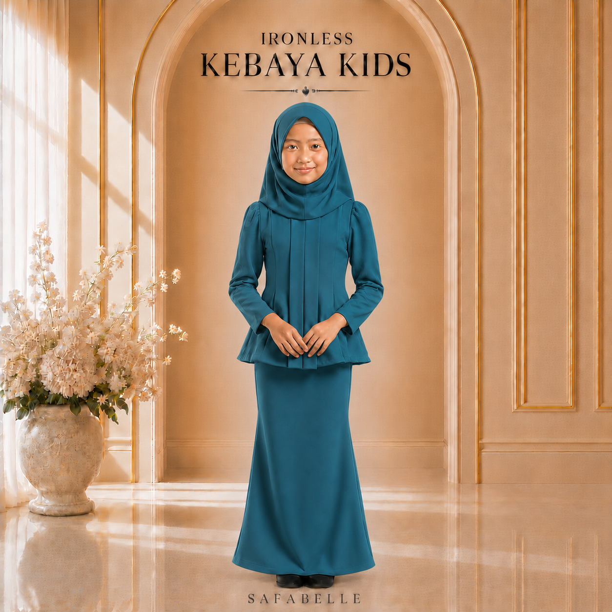 [NEW COLORS] KEBAYA CEY IRONLESS KIDS. HOT SELLING RAYA KIDS COLLECTION 2025 Baju Dusty Pink