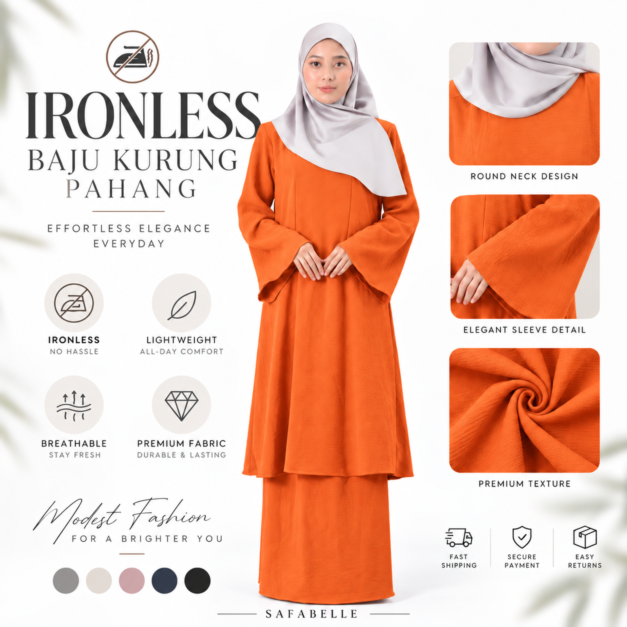 NEW IRONLESS BAJU KUNTUM KURUNG PAHANG BAJU KURUNG FOR WOMEN Wanita Dusty Pink Cotton Cey Clothing Ironless Muslimah Set Casul