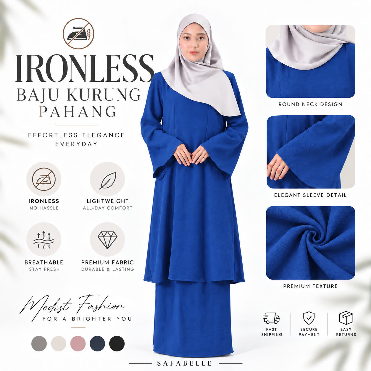 NEW IRONLESS BAJU KUNTUM KURUNG PAHANG BAJU KURUNG FOR WOMEN Wanita Dusty Pink Cotton Cey Clothing Ironless Muslimah Set Casul