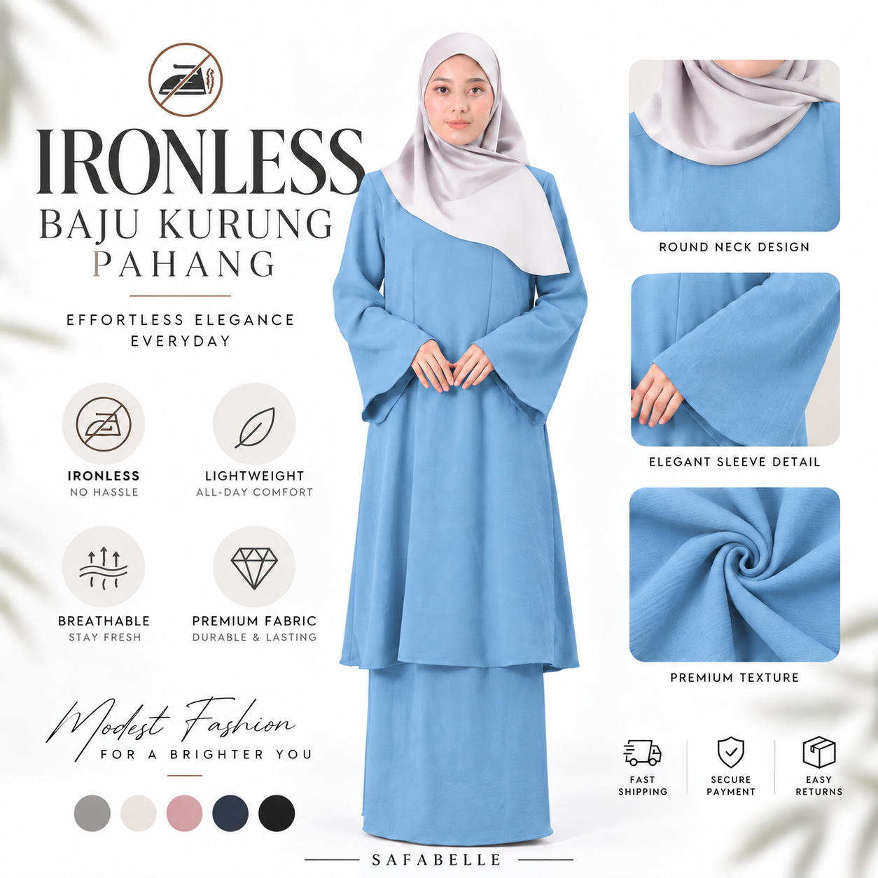 NEW IRONLESS BAJU KUNTUM KURUNG PAHANG BAJU KURUNG FOR WOMEN Wanita Dusty Pink Cotton Cey Clothing Ironless Muslimah Set Casul